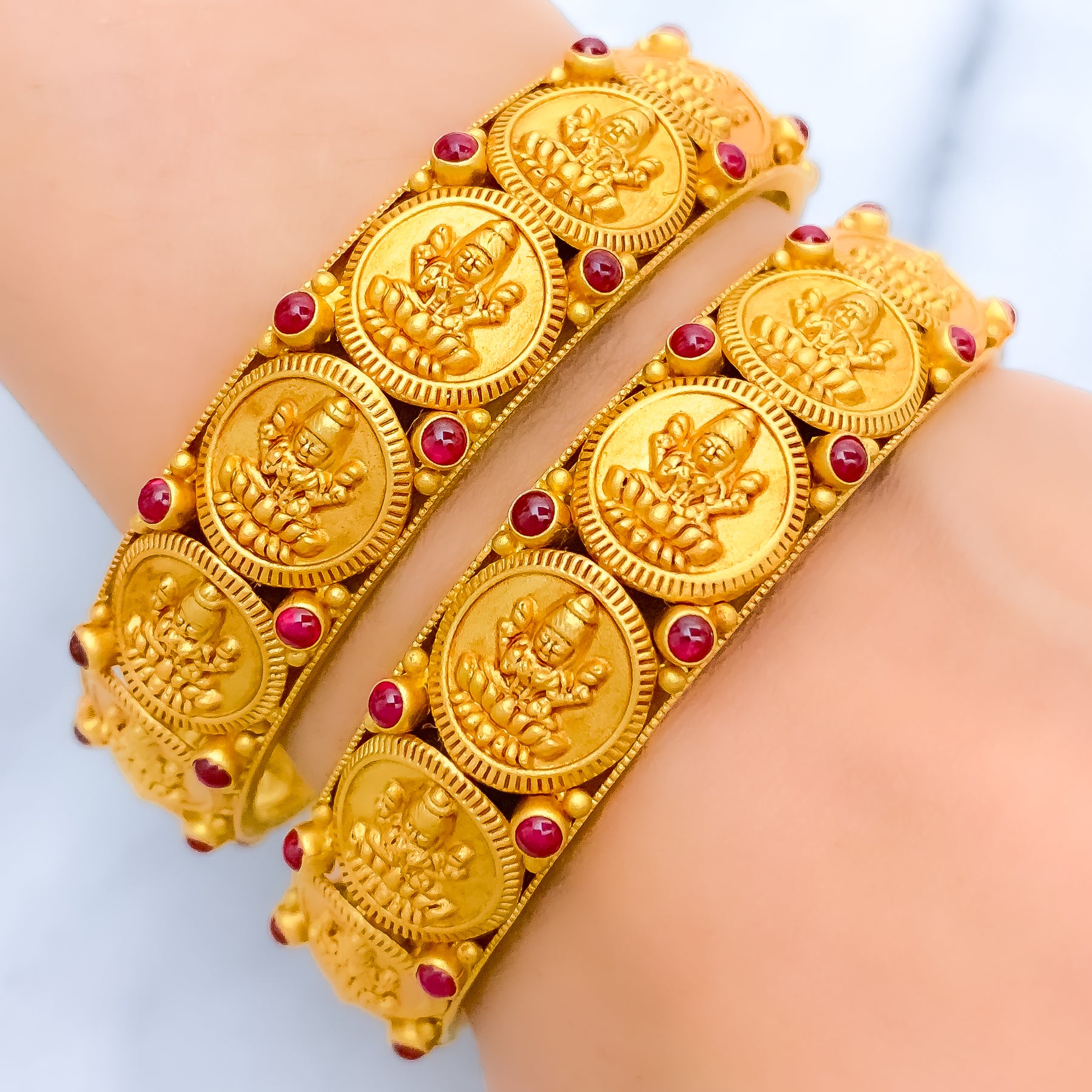 Size Diameter Bangles with Lakshmi Coin Design in Antique Tone - s – Shobitam