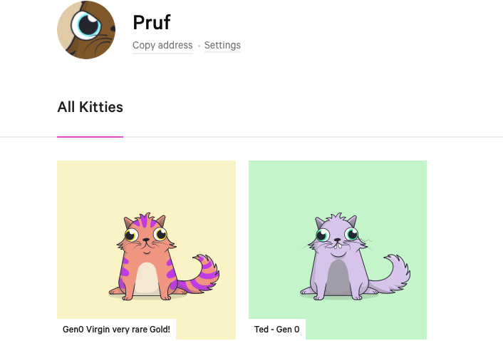 CryptoKitties NFT floor price and value