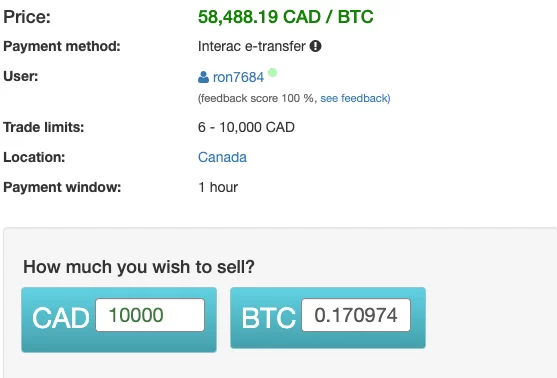 Convert CAD to BTC