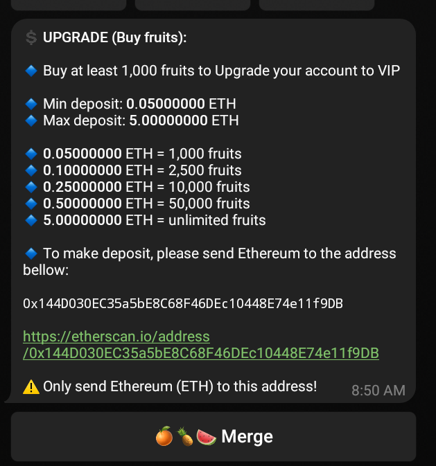 How to withdraw the ETH from the Telegram bot ETH fruit - Vamshi N Space - Quora