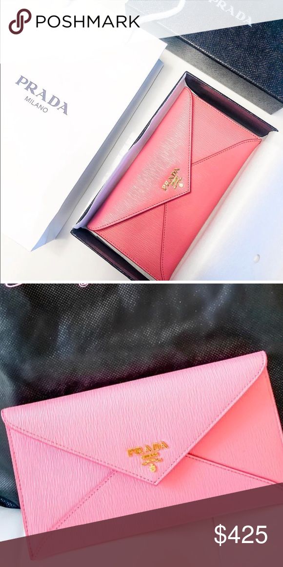 NWT❗️Prada envelope Wallet / Clutch | Blue leather wallet, Envelope wallet, Clutch wallet