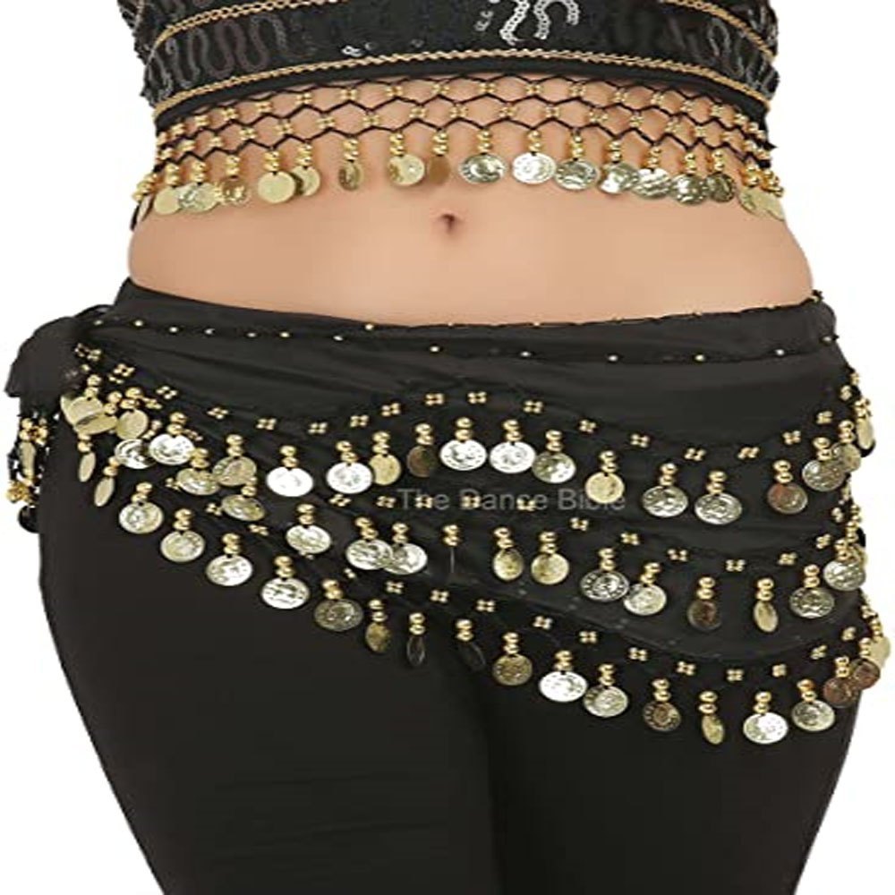 SINGLE-ROW EGYPTIAN COIN HIP SCARF, for Belly Dance - 20 Colors Available - Dahlal Internationale