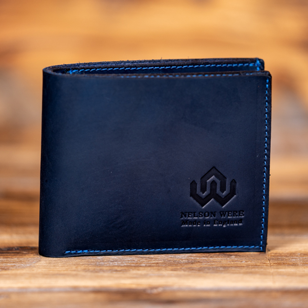 Navy blue and black leather tri-fold wallet | Marni