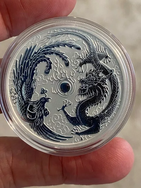 DRAGON & PHOENIX - 1 oz Pure Silver BU Coin in Capsule - Perth Mint - The Coin Shoppe