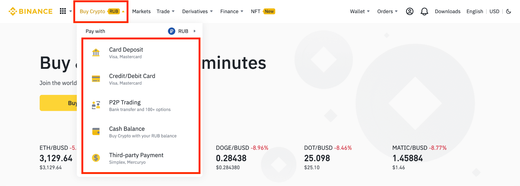 Exchange Bitcoin (BTC) to Binance RUB  where is the best exchange rate?