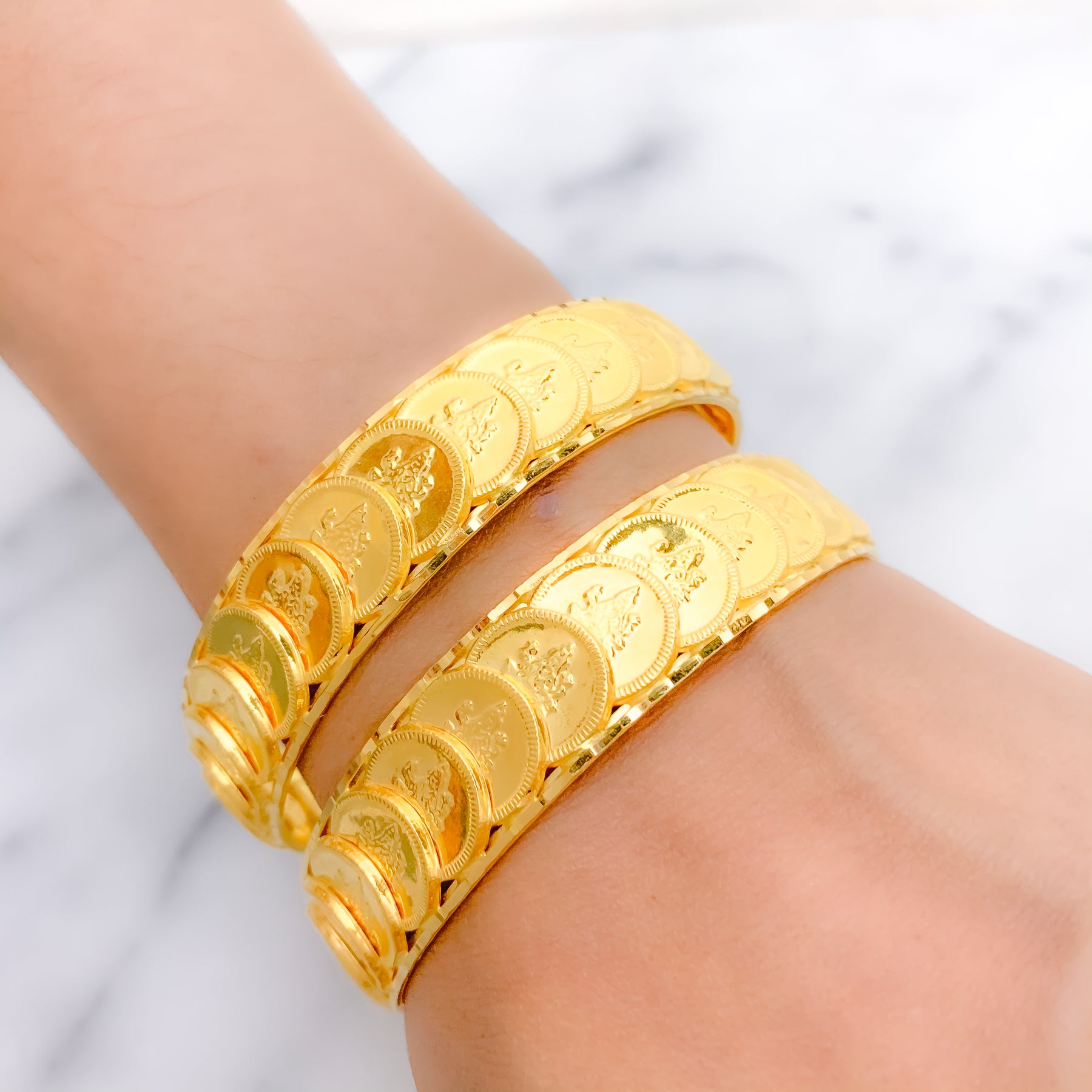 Laxmi Coin Two Bangles - W – Diya Designer Jewellery