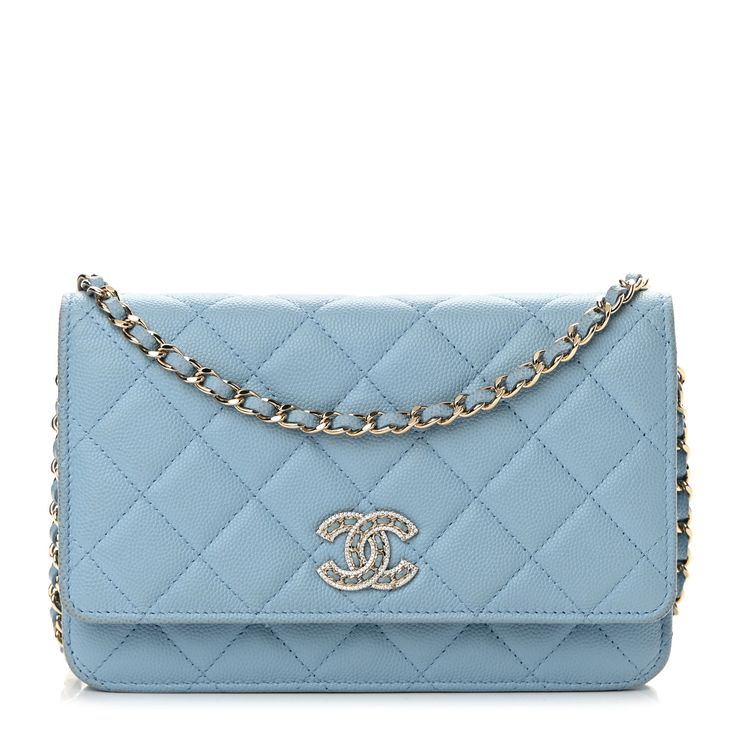 CHANEL Wallet on Chain WOC in Sky Blue CAVIAR GHW – Trusty