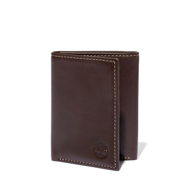 Timberland Mens Leather Trifold Wallet With ID Window, Black / Brown ( – Epivend