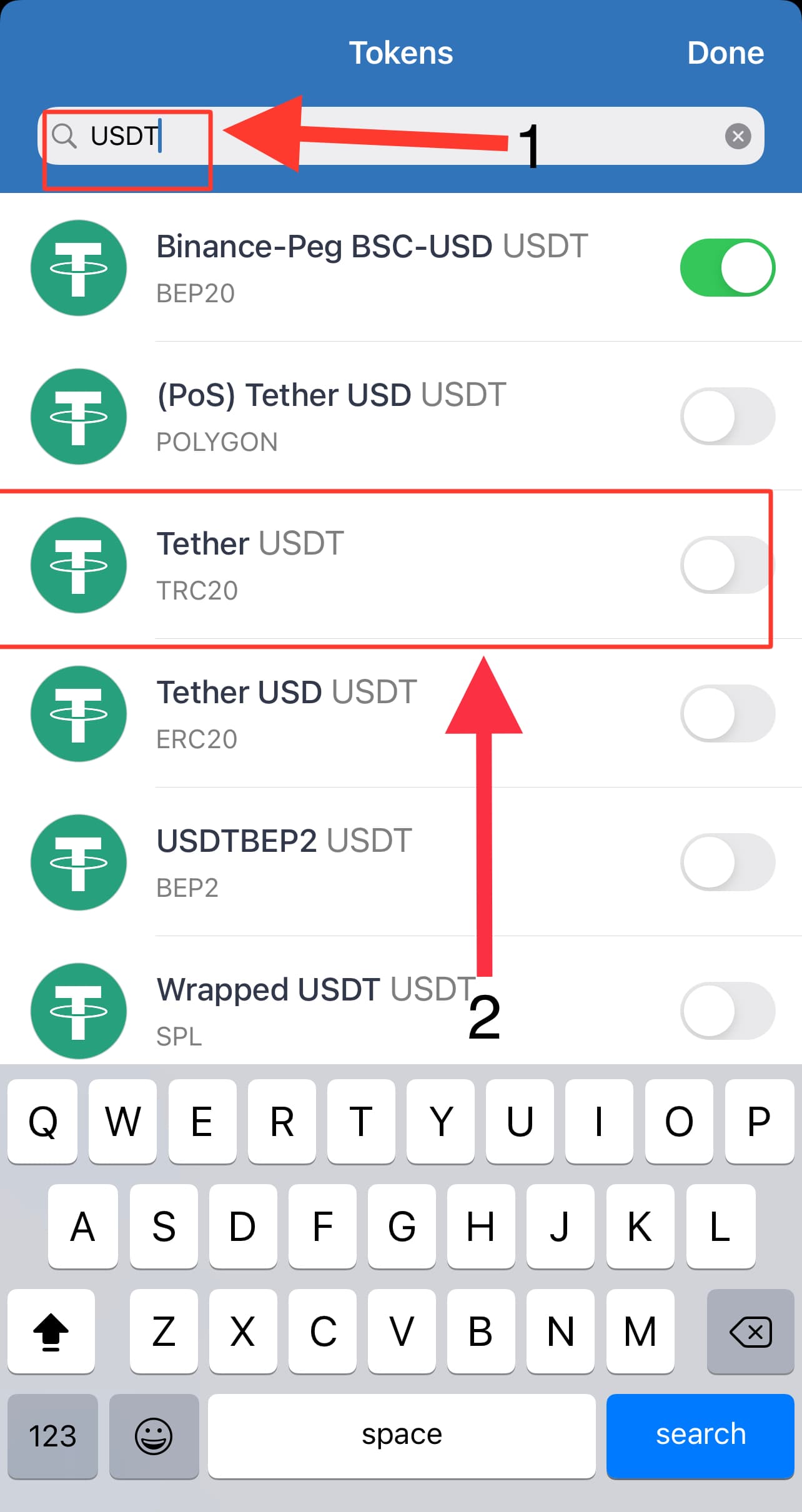 Same address TRX/TRON TRC20 Tether USDT - English - Trust Wallet