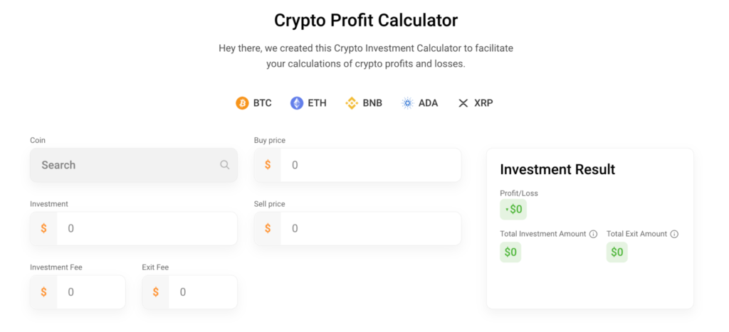 Cryptocurrency Profit Calculator | Coincalc