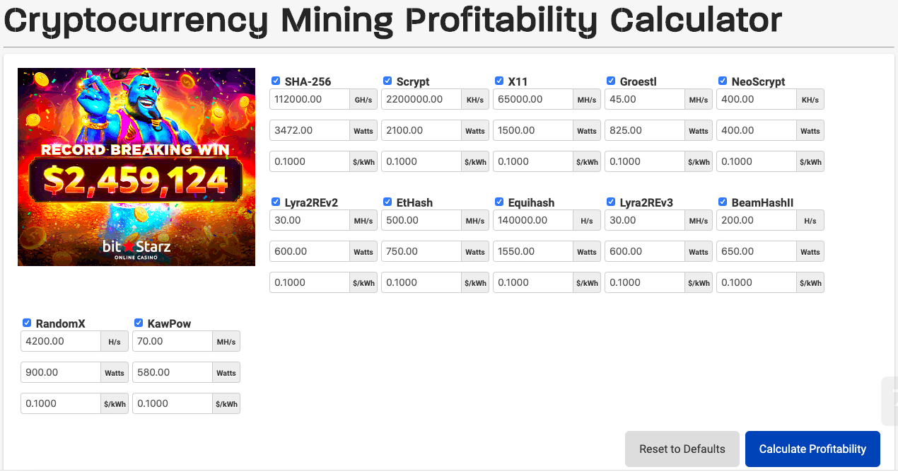 Cryptocurrency Mining Calculators & Profitability Calculators - CryptoGround