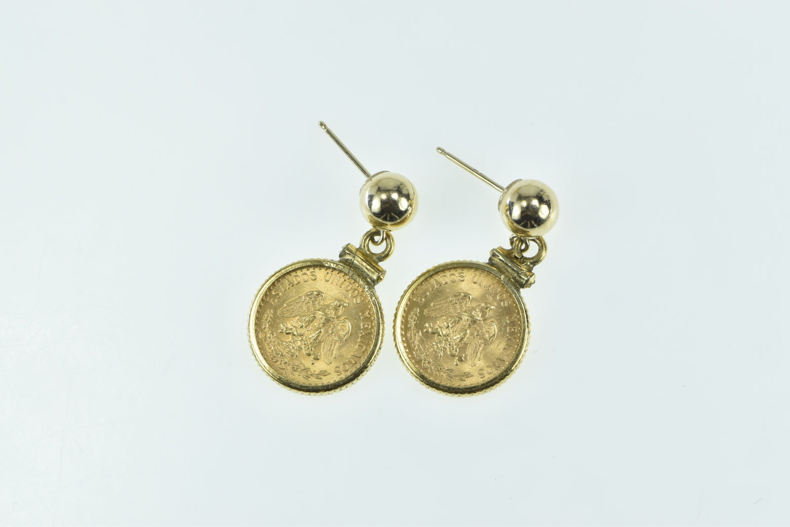 14k Gold Bola 2 Pesos Coin Earrings | helpbitcoin.fun