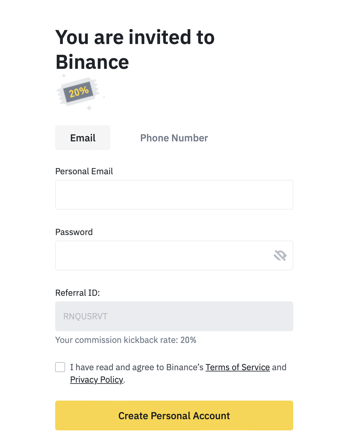 Binance Referral Code DJBLD1Q5 (20% off + 25% with BNB)