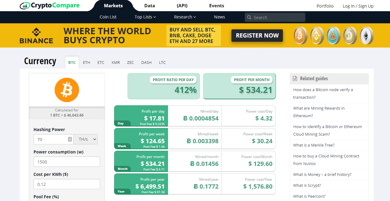 Alloscomp : Bitcoin Mining Calculator