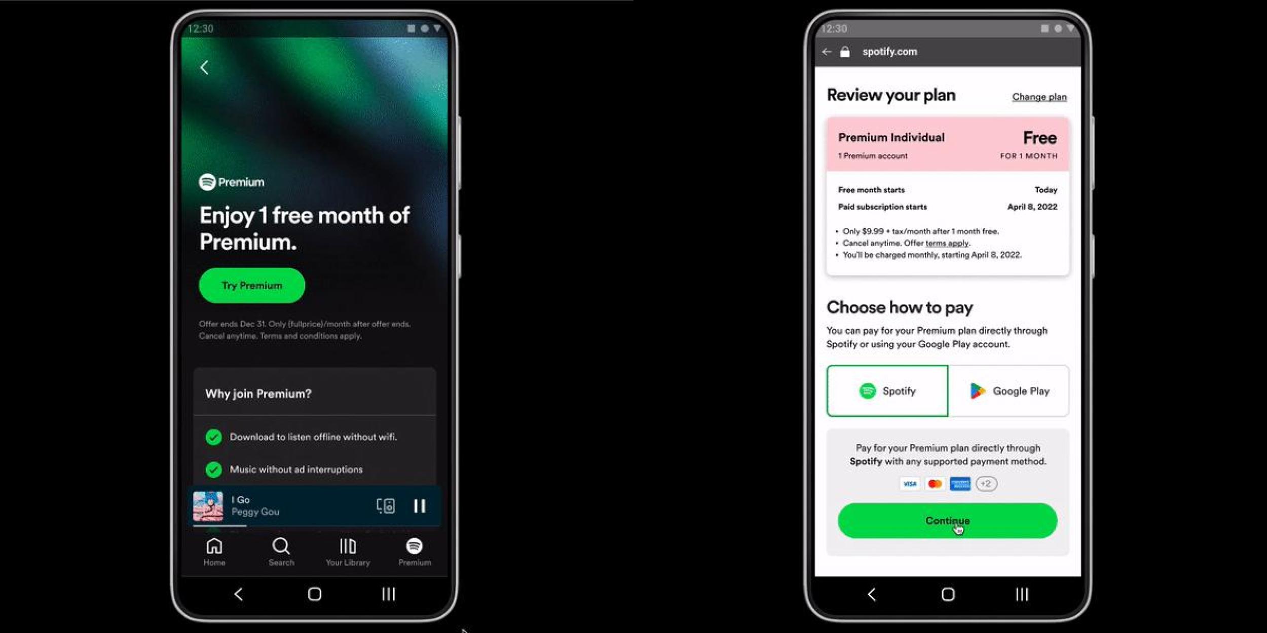 Google Play User Choice Billing starting with Spotify, US pilot