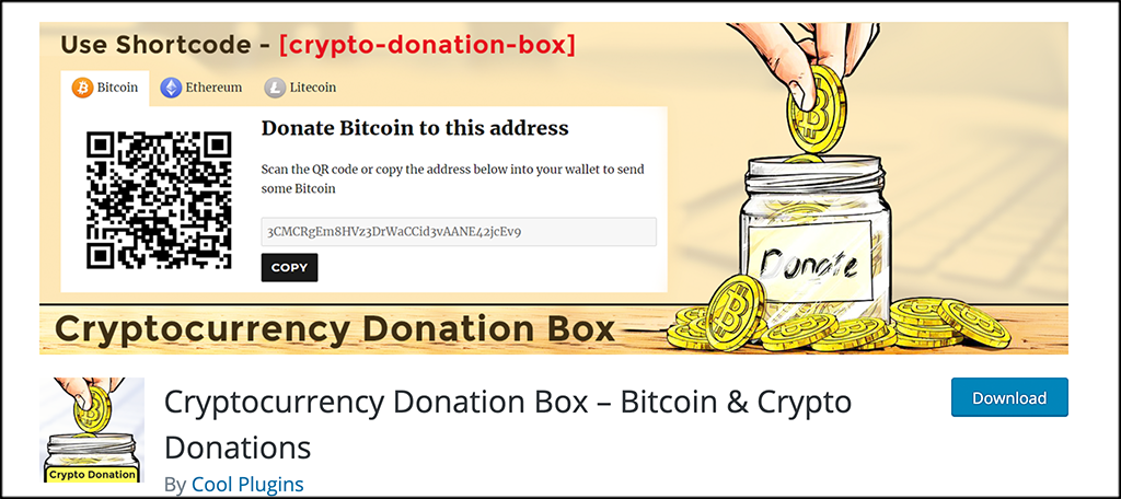 Accept crypto donations with FreeWill