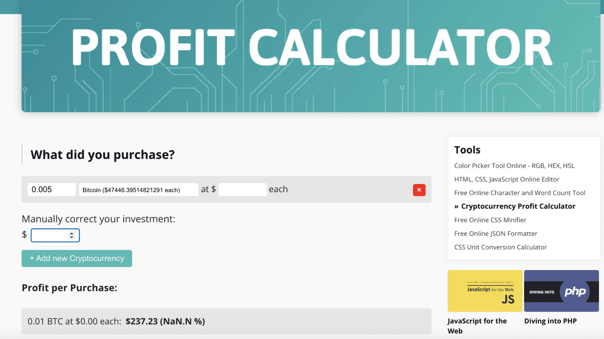 Crypto Profit Calculator - Good Calculators