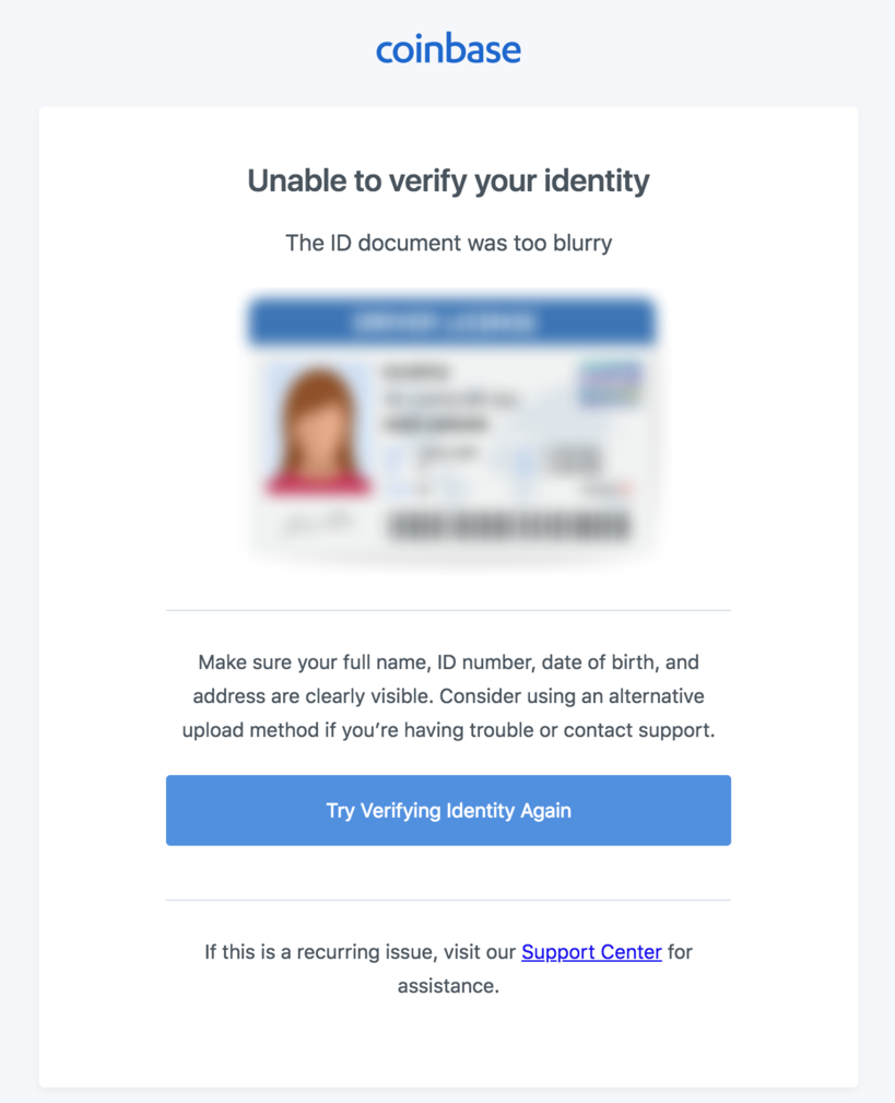 Coinbase Help Desk - Coinbase identity verification not working