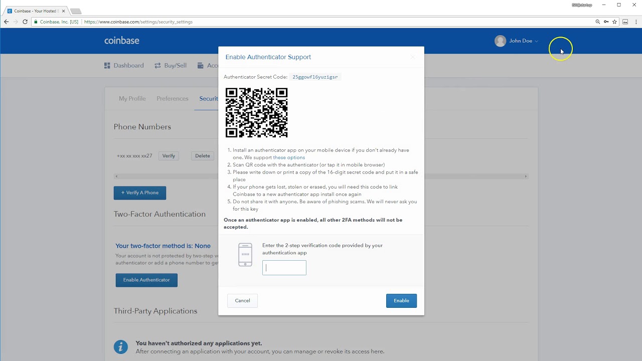 How to enable 2FA on Coinbase