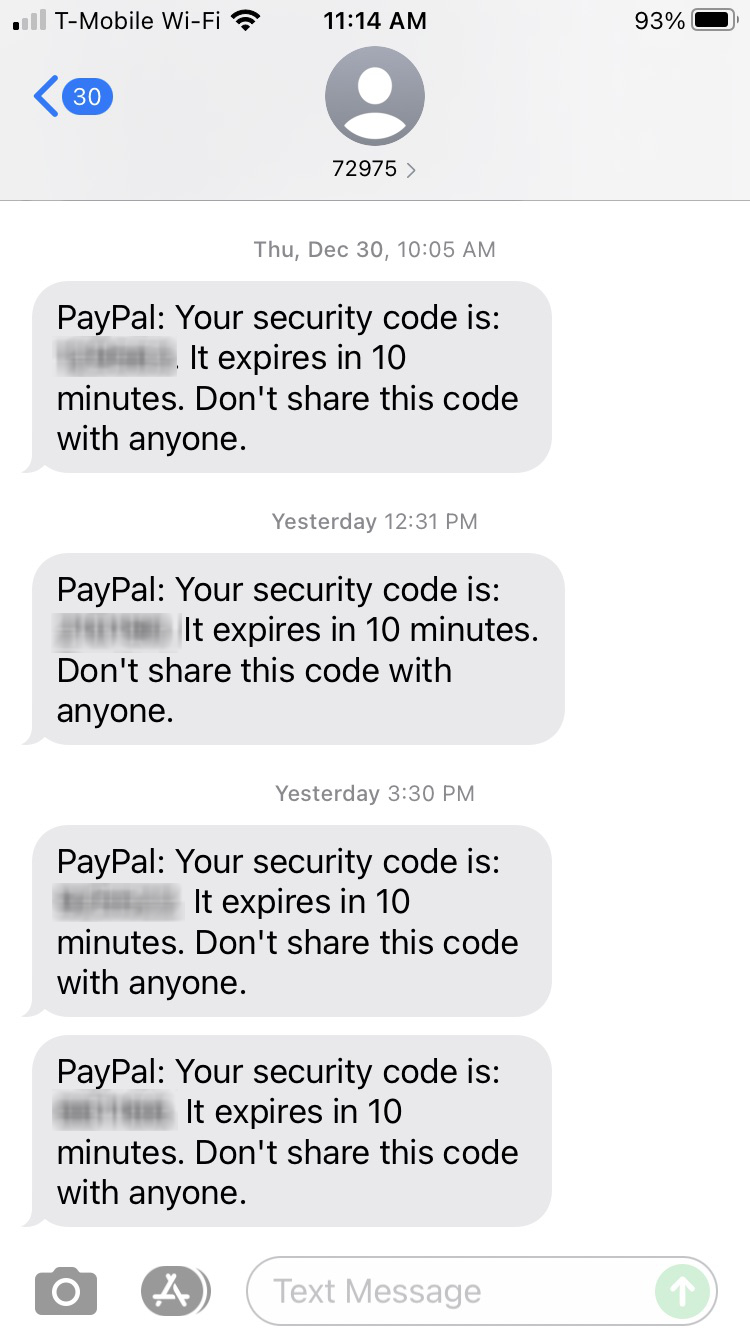 Text Message from - PayPal Community