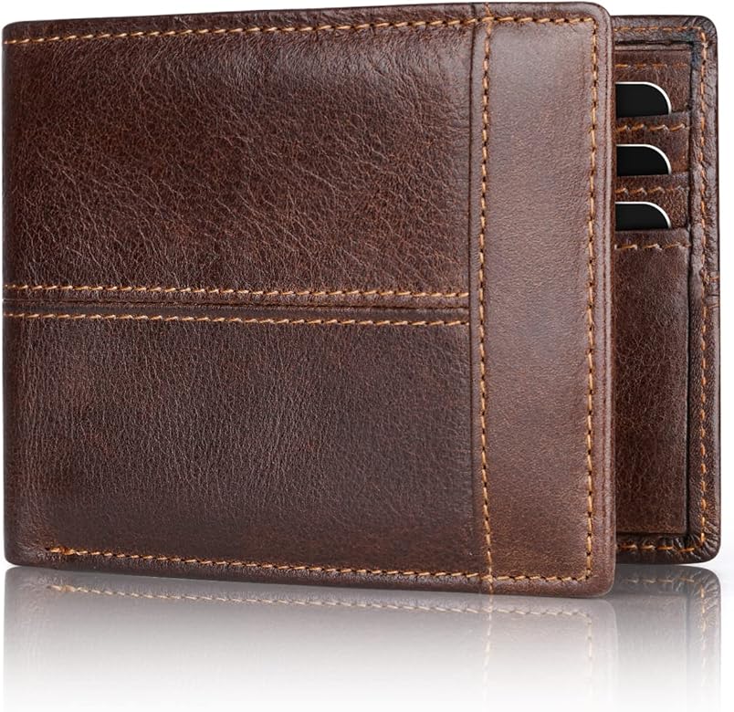 Turtleback Front Wallet RFID ID Window Blocking Men Leather