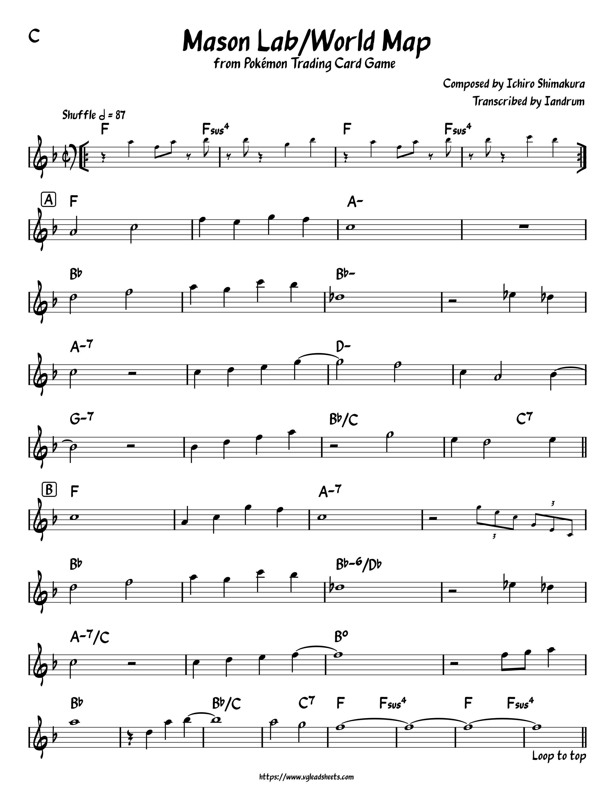 World Map / Mason's Lab [Pokémon Trading Card Game] Sheet music for Piano (Solo) | helpbitcoin.fun