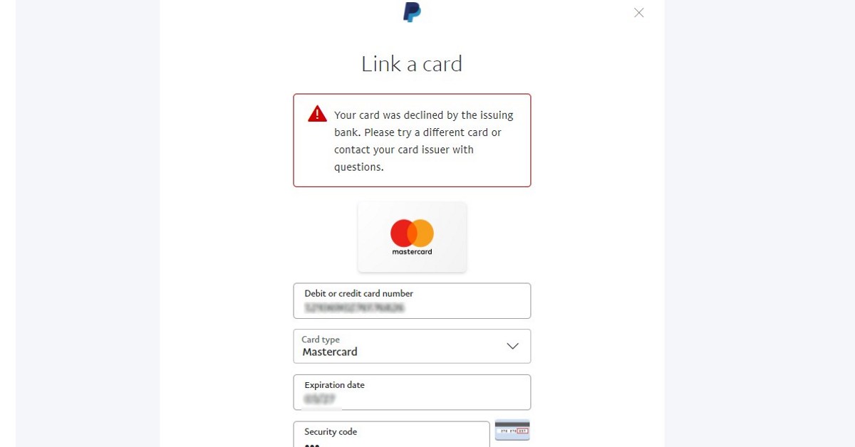 Why was my card payment declined (this payment method can’t be used at the moment)? | PayPal US