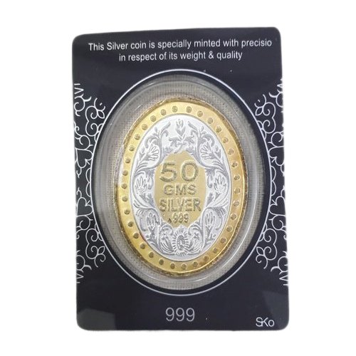 50GM Pure 24K Silver Coin Online with Live Rate & Free Delivery