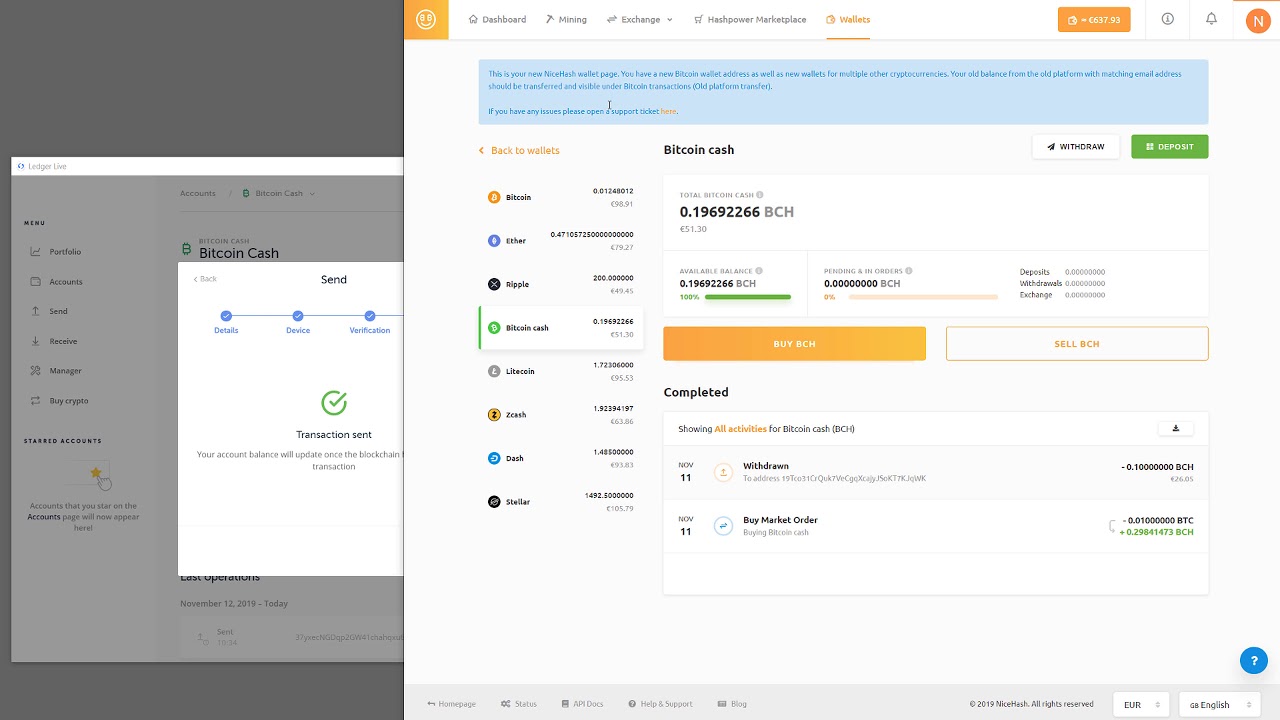 ETH deposit & withdrawal | NiceHash