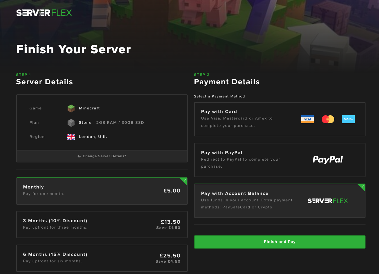 Minecraft Server Hosting with Paysafecard