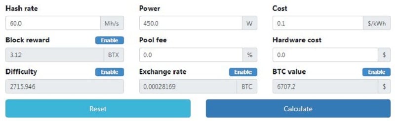 Bitcore (BTX) Mining Profit Calculator - WhatToMine