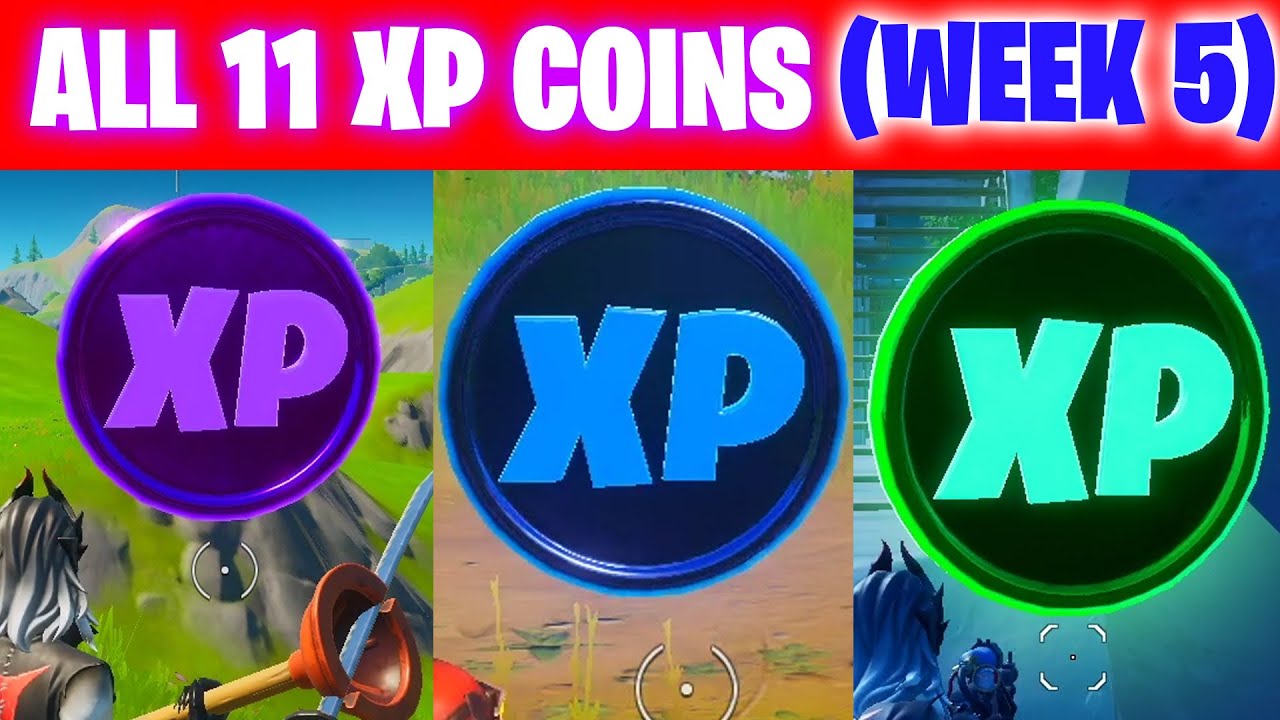 All XP Coin locations Fortnite Chapter 2 Season 5 Week 13 - Green, Blue, Purple, and Gold - Gamepur