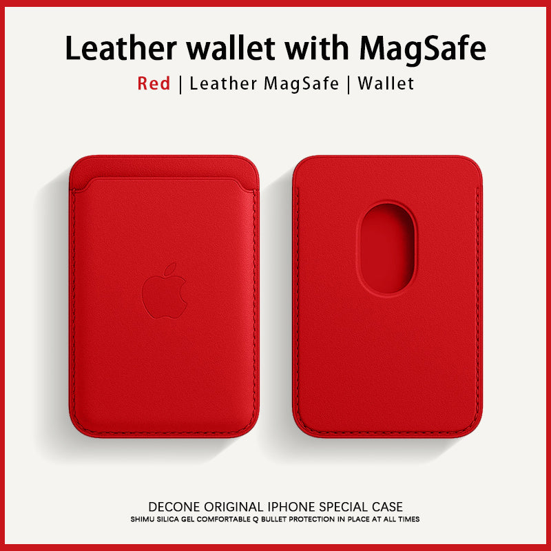 Leather Wallet with MagSafe - Red - Smooth Leather