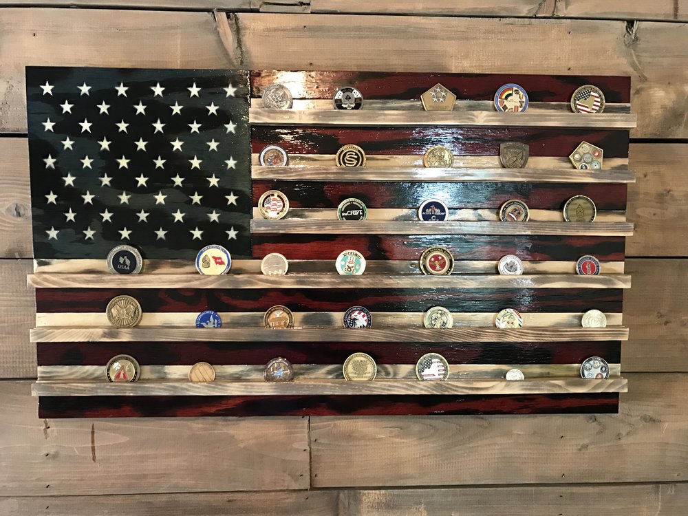 Wooden US Flag Coin Rack – Custom Hardwood Designs