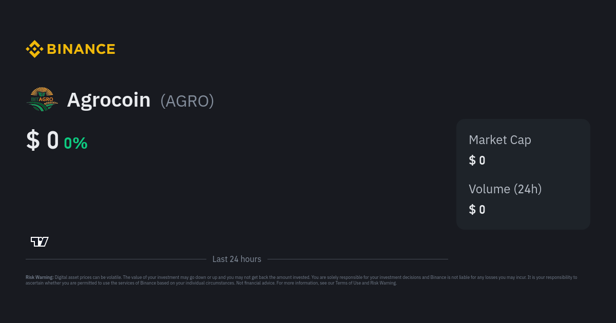 Agrocoin (AGRO) live coin price, charts, markets & liquidity