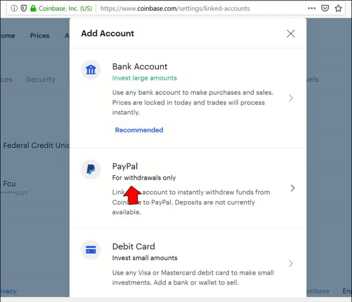 Coinbase now lets US users pay for cryptocurrency through a PayPal account