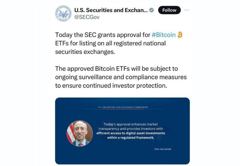 SEC denies a bitcoin ETF has been approved, says account on X was hacked | AP News