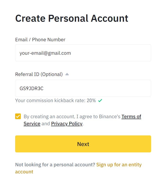 Binance Referral Example