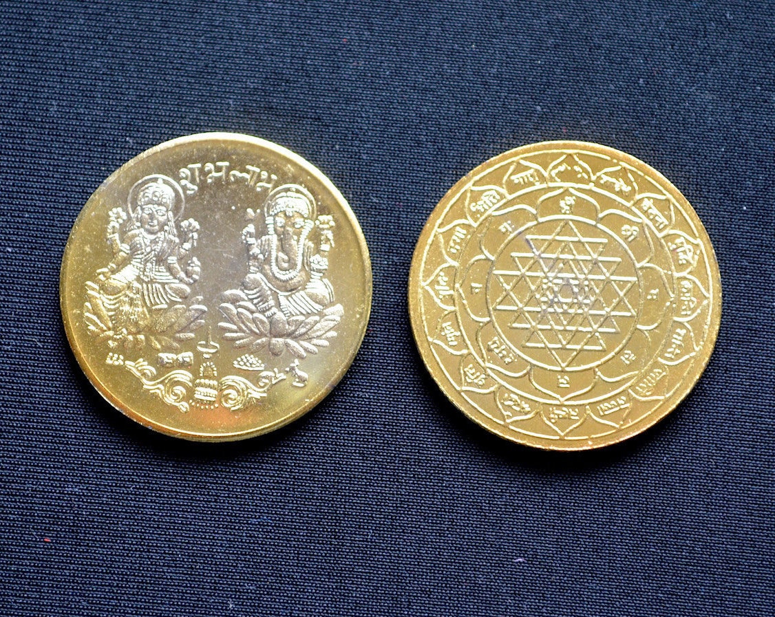 Laxmi Ganesh Shri Yantra Coin