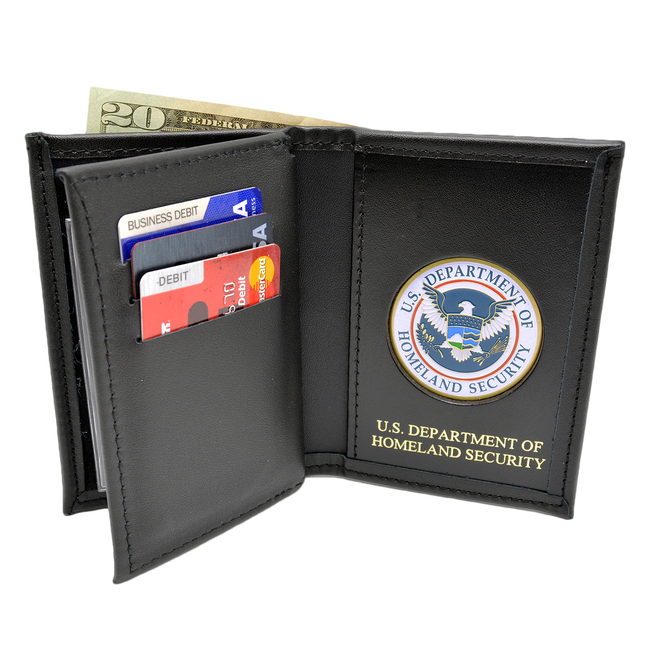 DEA Special Agent Leather Badge Wallet with Double ID Holders | Federal Style Wallet