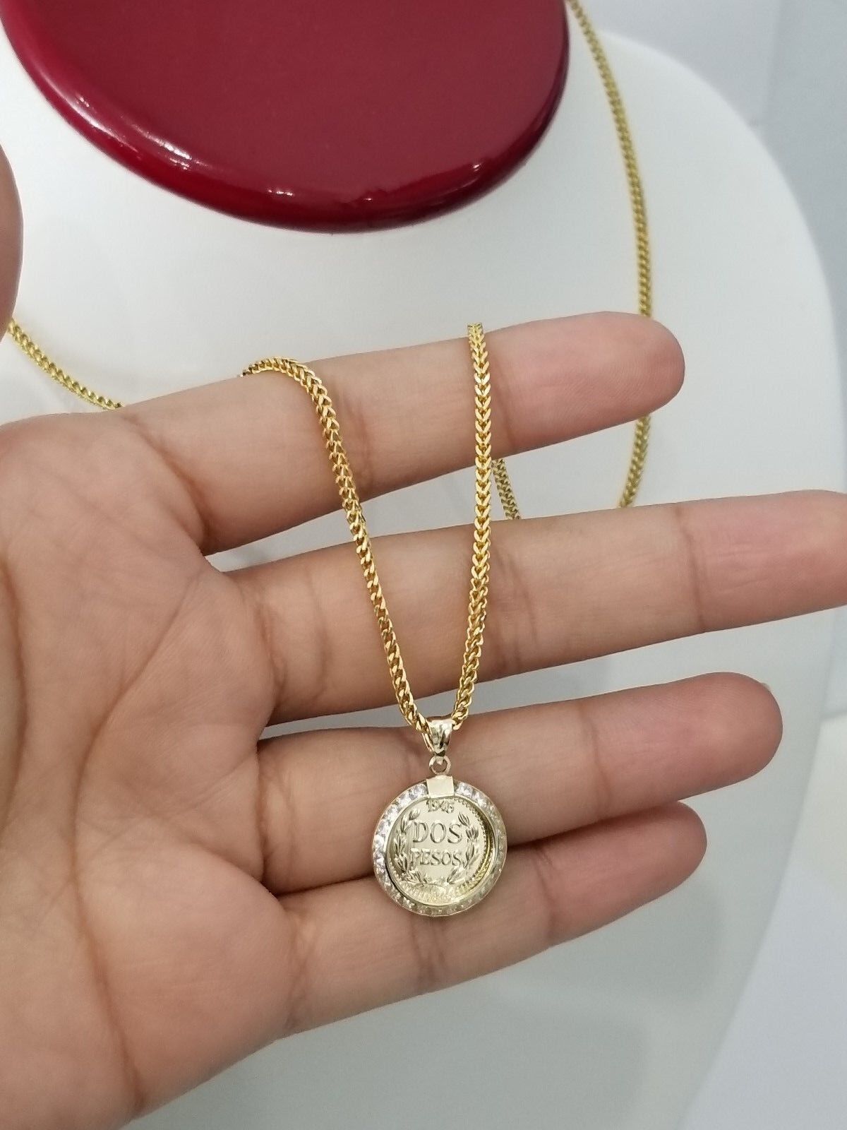 Gold Pesos Coin Pendant Necklace with Diamonds - S & K Ltd.