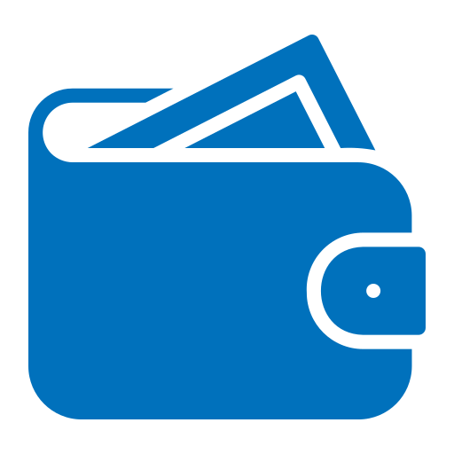 Blue money wallet icon (PNG symbol)