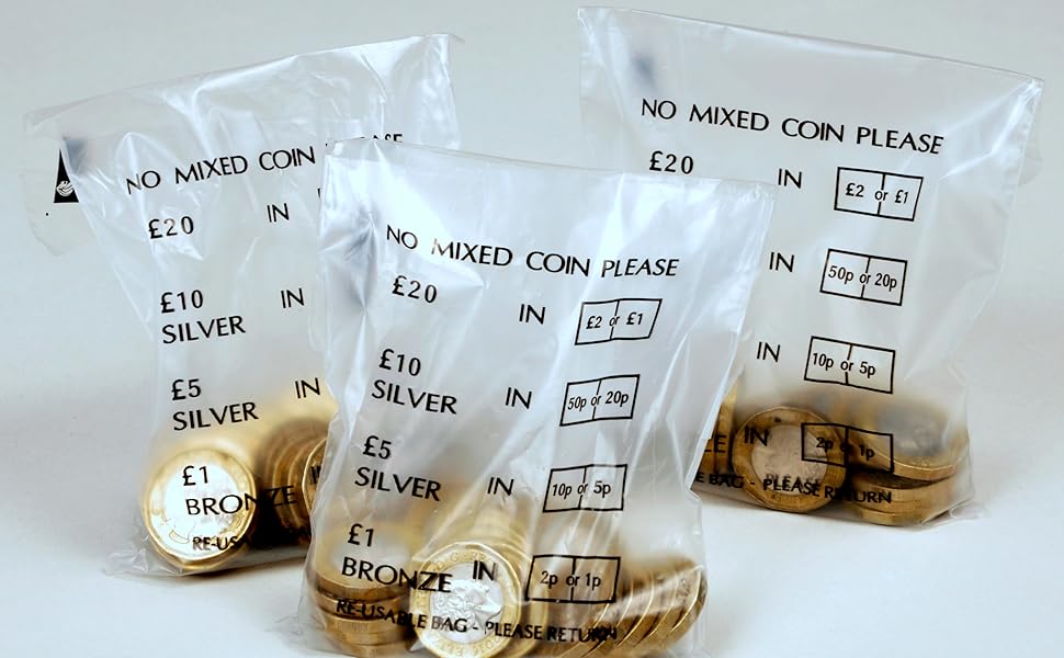 Cash Denominated Coin Bags for £ (Pack of ) - Hunt Office UK