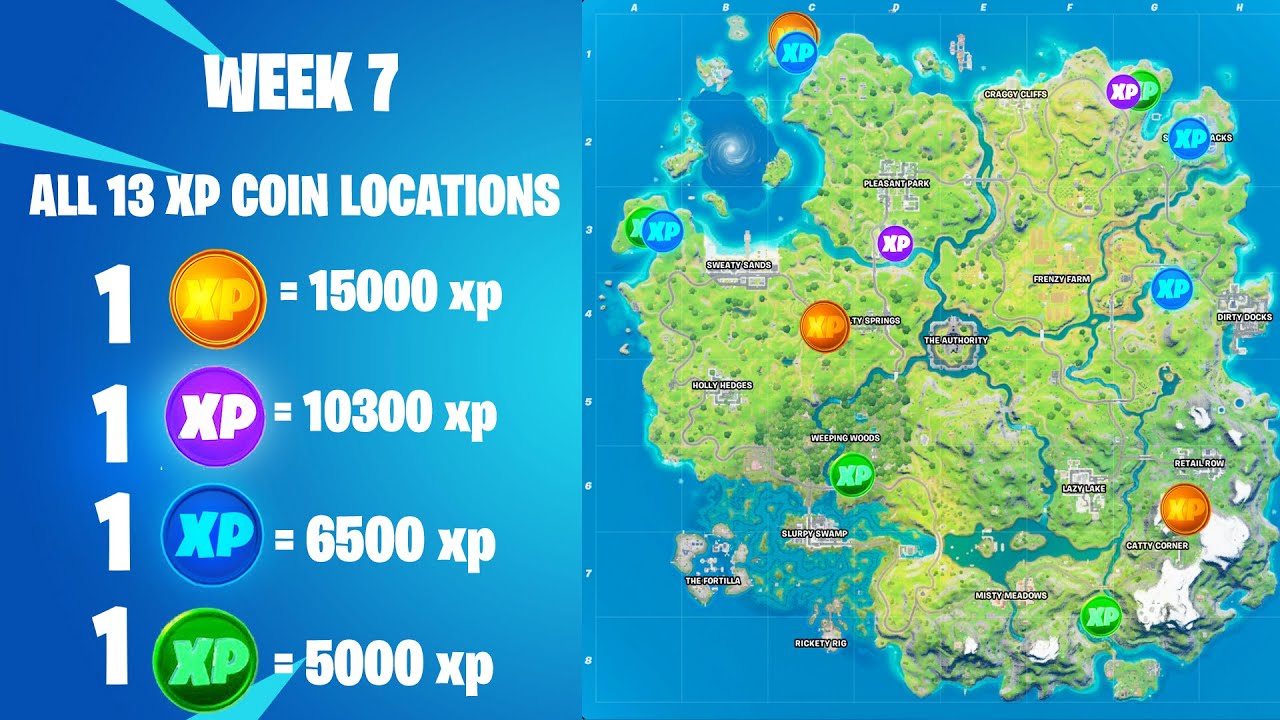 Every Week 7 XP Coin Location in Fortnite Season 4