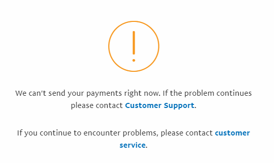 PayPal error messages when trying to transfer money | PayPal US