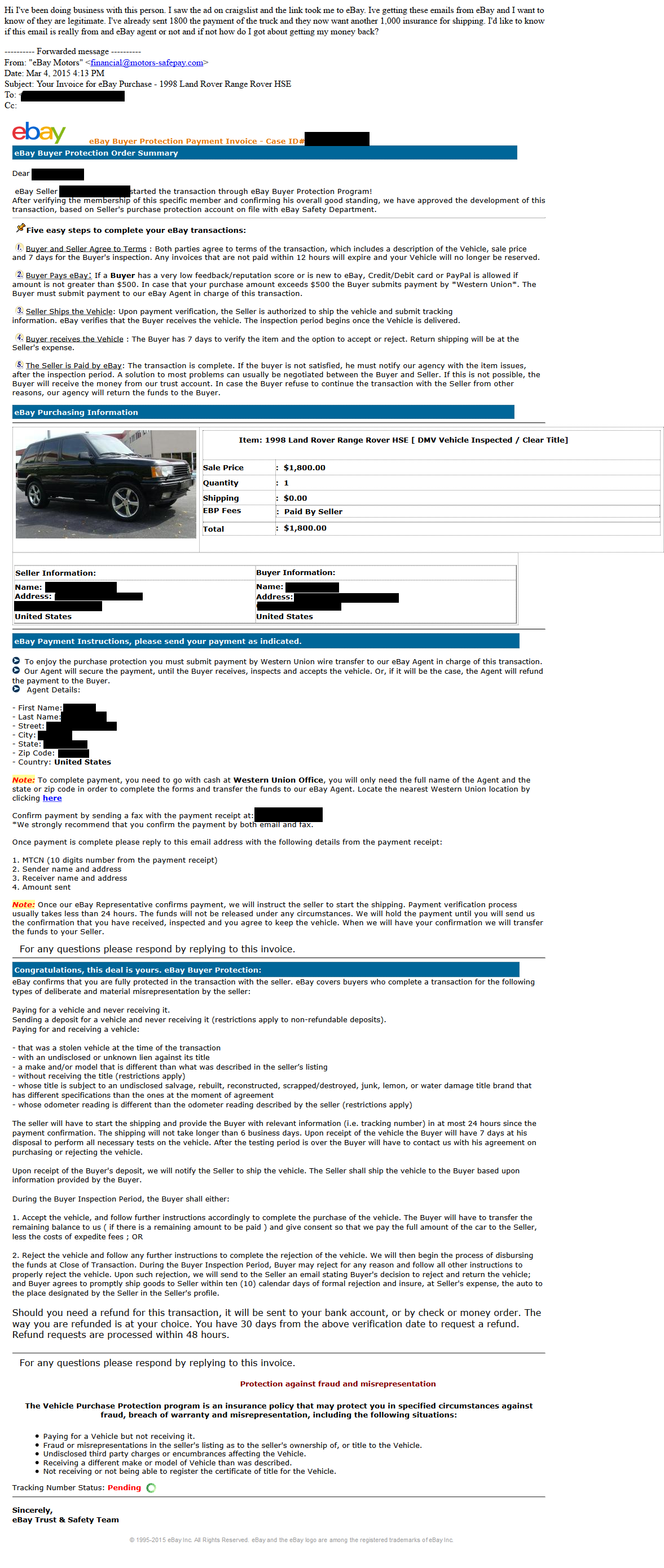 eBay motors scam - The eBay Community
