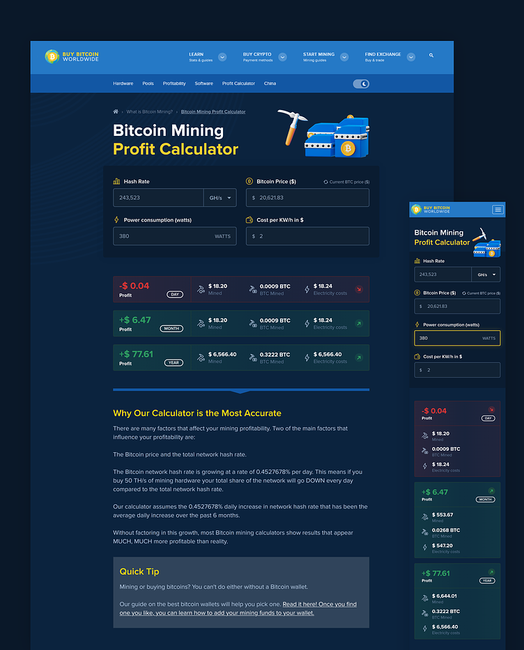 Bitcoin Mining Profit Calculator