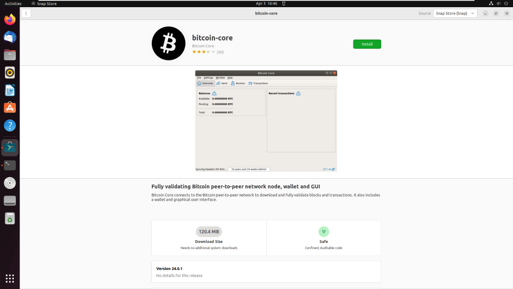 Install bitcoin-core on Debian using the Snap Store | Snapcraft