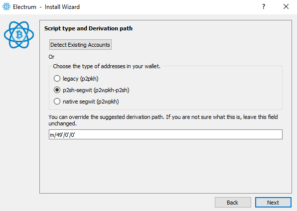 Generate BTC legacy address - Setup Electrum wallet to Legacy