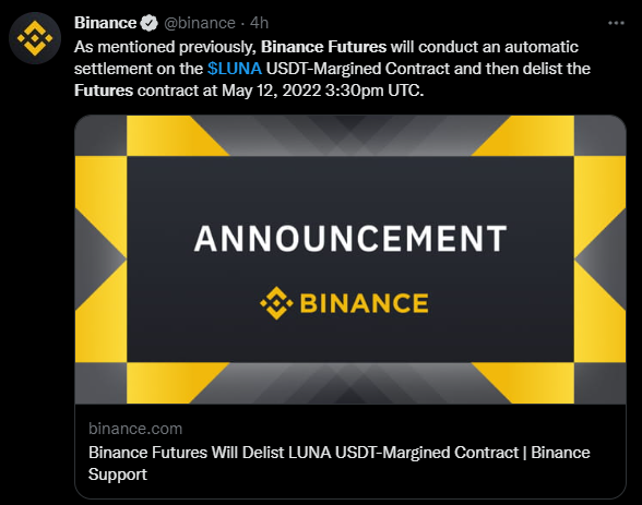 Luna Classic, Remnant of Terra Collapse, Jumps 60% as Binance Unveils Burn Scheme